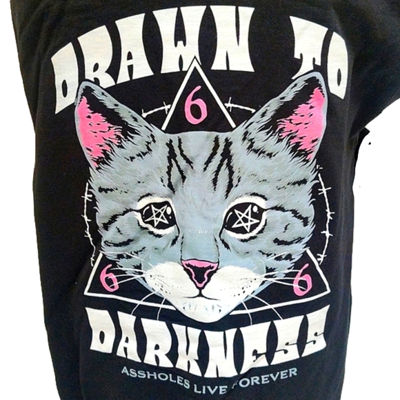 ALF DRAWN To Darkness Black Hoodie Long Sleeve Sweater Cats Jacket Sweatshirt - Picture 2 of 5